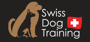 Un logo pour un dressage de chiens suisse avec un chien et un drapeau suisse