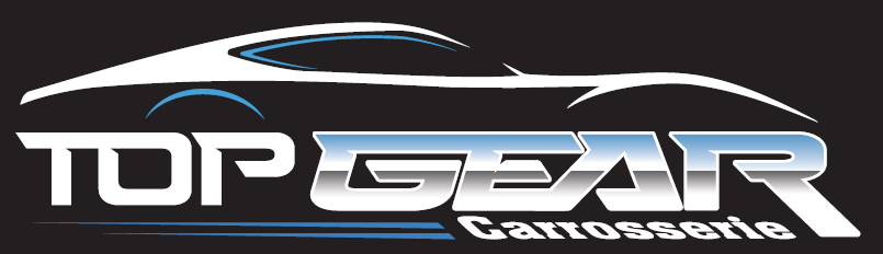 Un logo pour Top Gear Carrosserie avec une voiture dessus