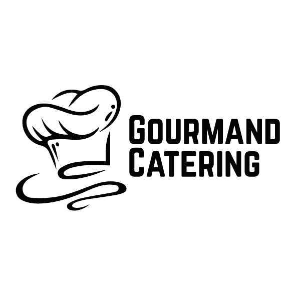 Un logo noir et blanc pour la restauration gastronomique avec une toque de chef.