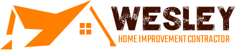 Logo for Wesley Home Improvement Contractor, orange and brown with a house outline.