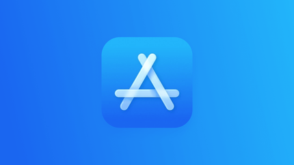 Apple App Store icon on a blue gradient background