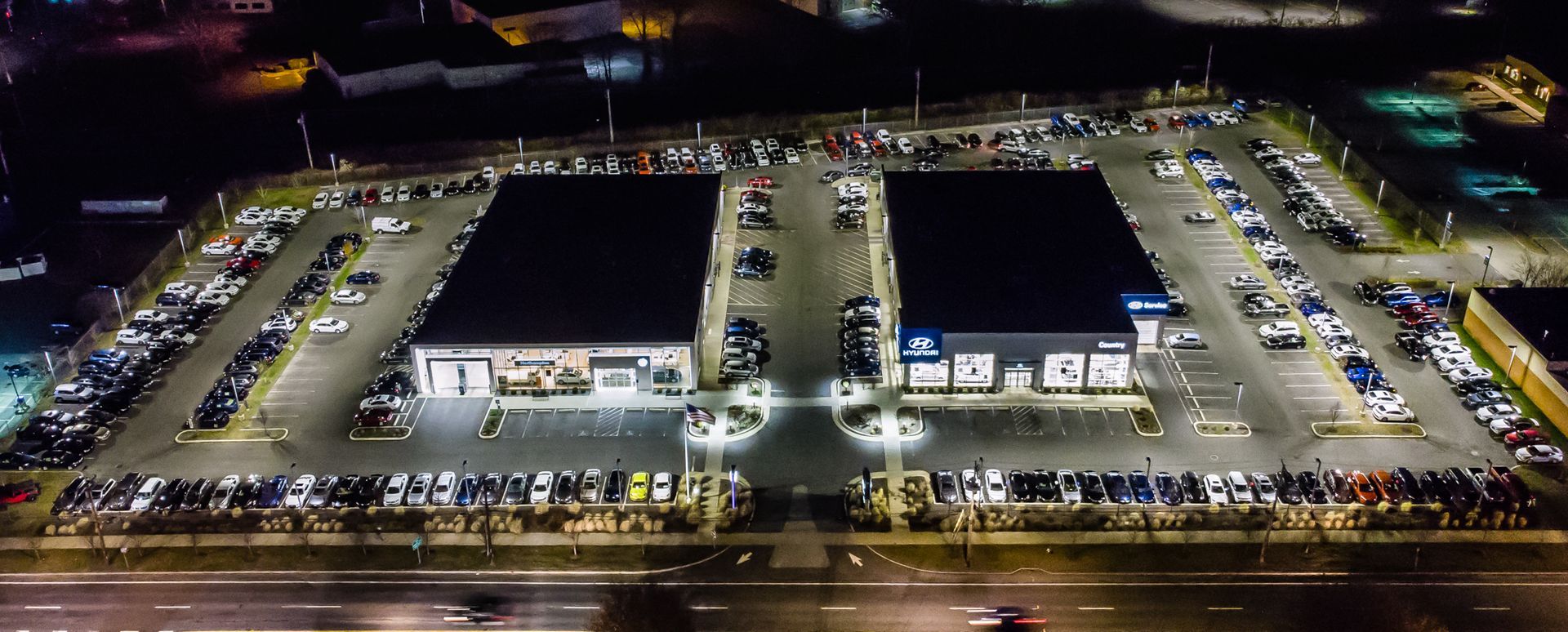 Northampton VW Exterior Building from an Aerial View
