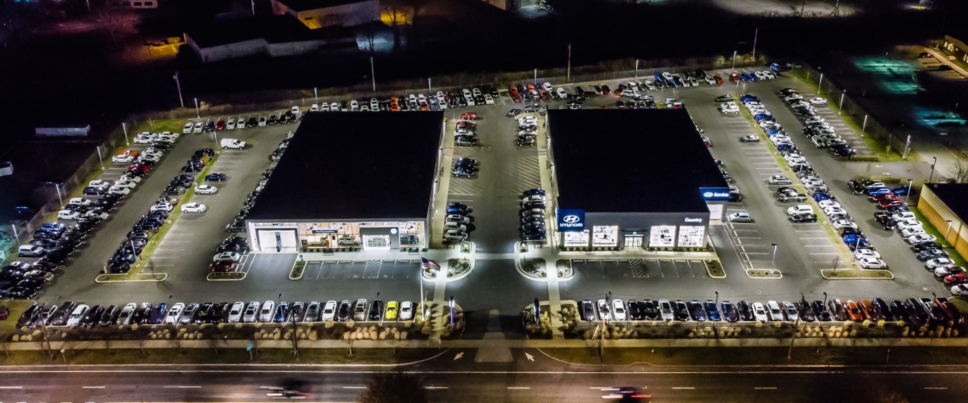 Northampton VW Exterior Building from an Aerial View
