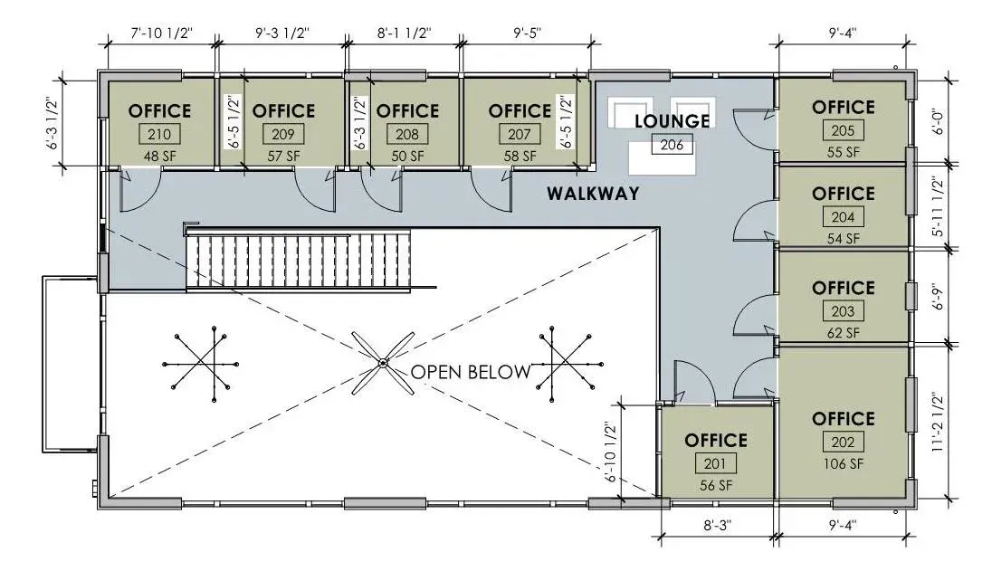 A floor plan of a building with the word office on it