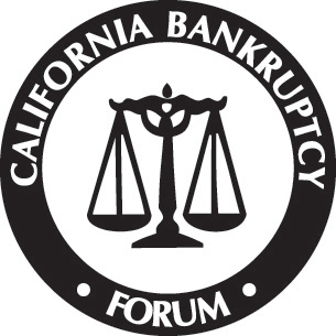 A black and white logo for the california bankruptcy forum