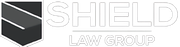 The logo for the shield law group is a black and white logo with a shield on it.