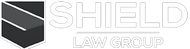 The logo for the shield law group is a black and white logo with a shield on it.