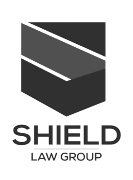 A black and white logo for shield law group.