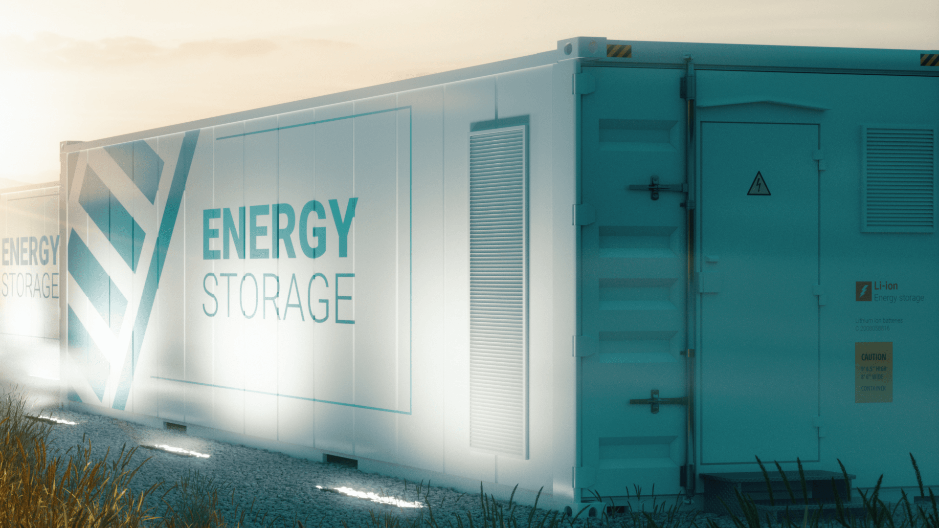 Close view of Energy Storage container