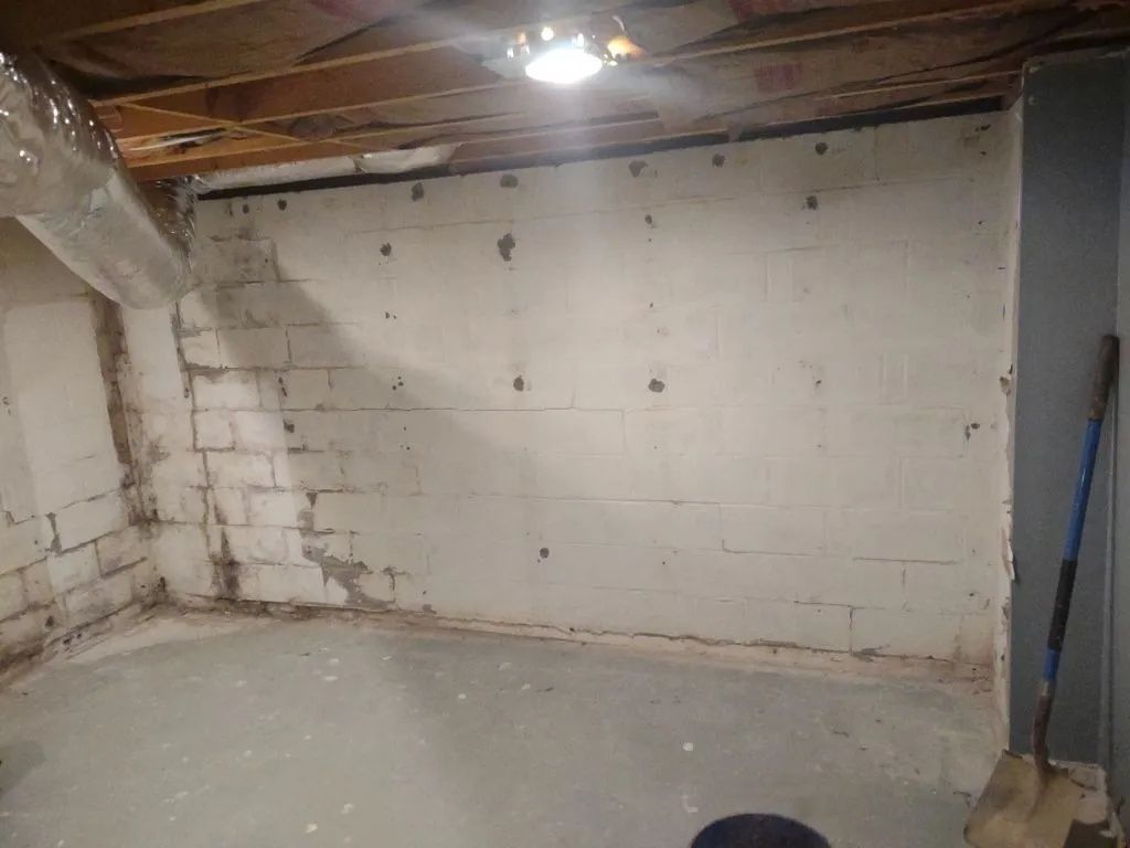 Before basement waterproofing in Inverness community of Birmingham, AL by H2O Waterproofing