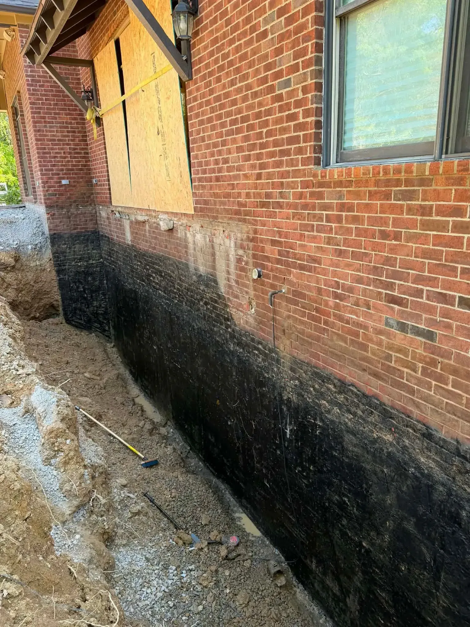 GMX Ultra-Shield polymer waterproofing membrane applied to Alabama foundation wall by H2O Waterproofing
