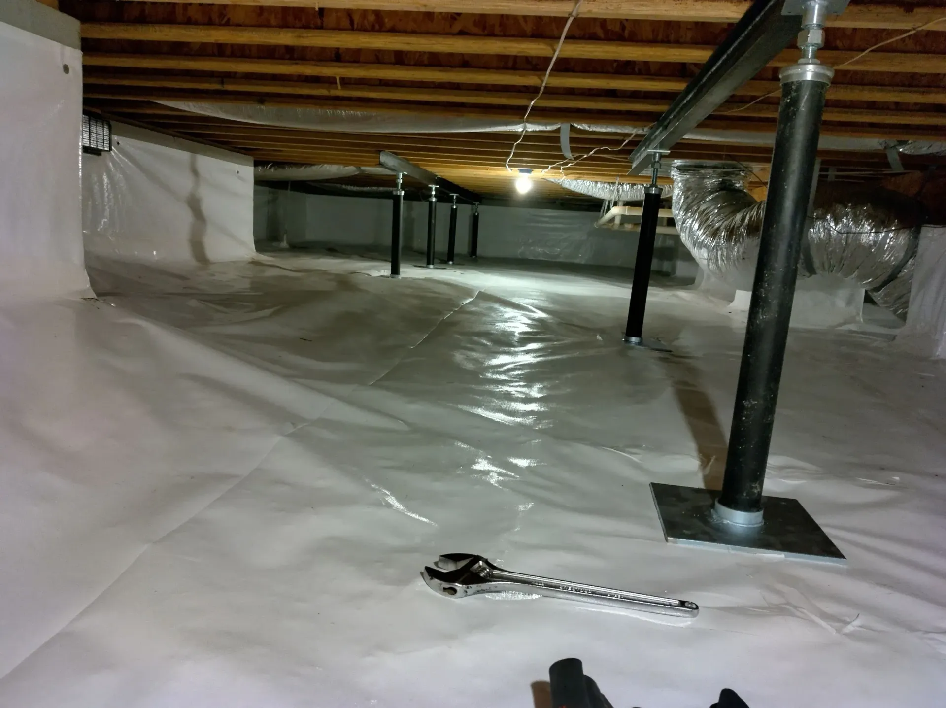 Crawl space foundation repair to fix sagging floors Hoover AL. 