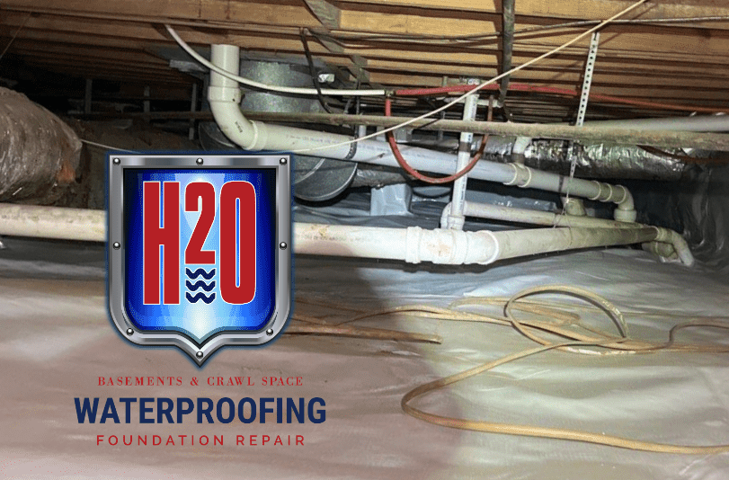 Birmingham home showing completed crawlspace waterproofing by H2o Waterproofing