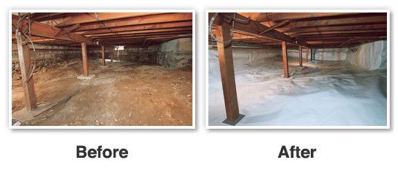 Crawl Space Encapsulation Before and After