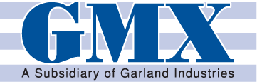 a blue and white logo for gmx a subsidiary of garland industries