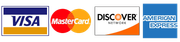 Visa mastercard discover and american express logos on a white background