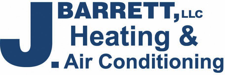 The logo for barrett heating and air conditioning is blue and white.