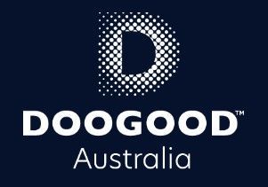 The doogood australia logo is on a dark blue background.