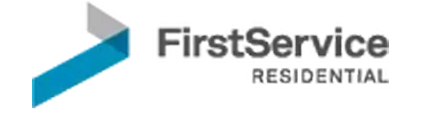A blue and white logo for first service residential