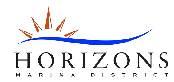 A logo for the horizons marina district