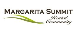 The logo for margarita summit rental community is a green wave.
