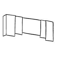 Line drawing of a rectangular object with a square on each end and two smaller squares attached.