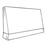 Line drawing of a rectangular, angled barrier with a flat base.