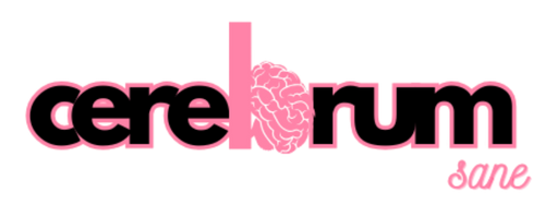 A pink and black logo for cerebrum sans