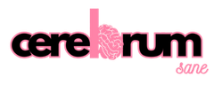 A pink and black logo for cerebrum sans