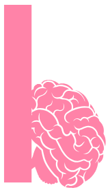 A pink brain is peeking out from behind a pink line