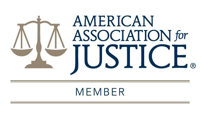 The american association for justice logo has a scale of justice on it.