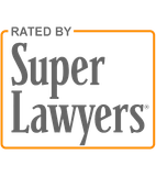 The logo for super lawyers is rated by super lawyers.
