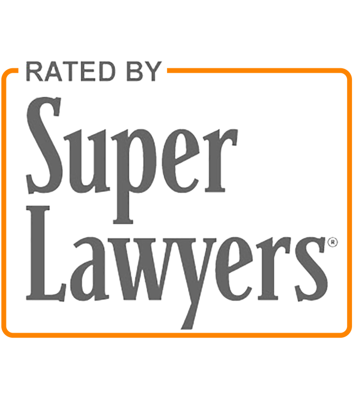 The logo for super lawyers is rated by super lawyers.