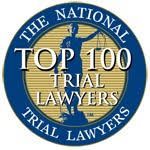 A logo for the national top 100 trial lawyers.