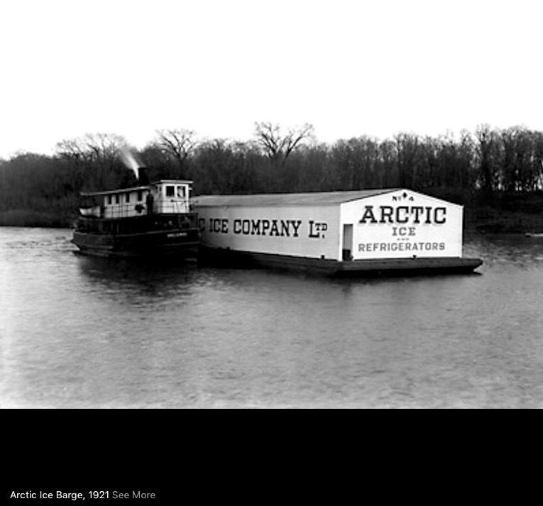 A black and white photo of the arctic ice company