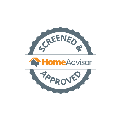 A screened and home advisor approved logo on a white background.