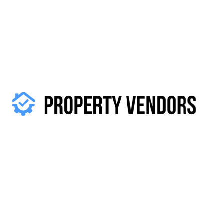 The logo for property vendors is a blue and black logo with a check mark.