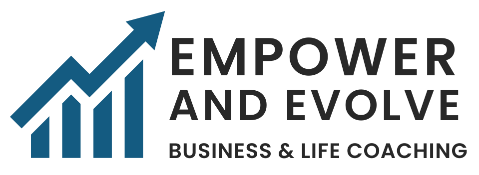 the logo for empower and evolve business and life coaching .