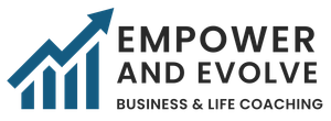 the logo for empower and evolve business and life coaching .