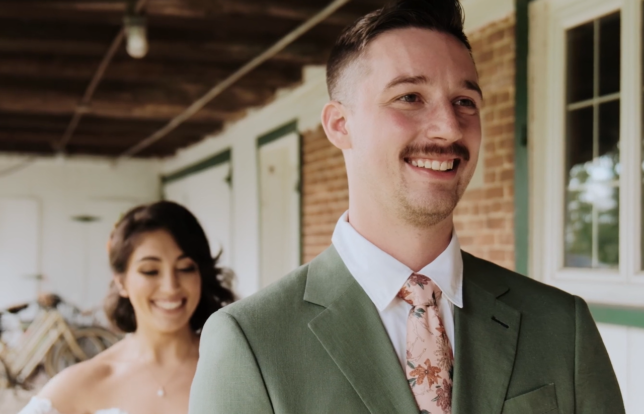 First look moment by Ever After Studio in East Stroudsburg Pa Wedding Videography