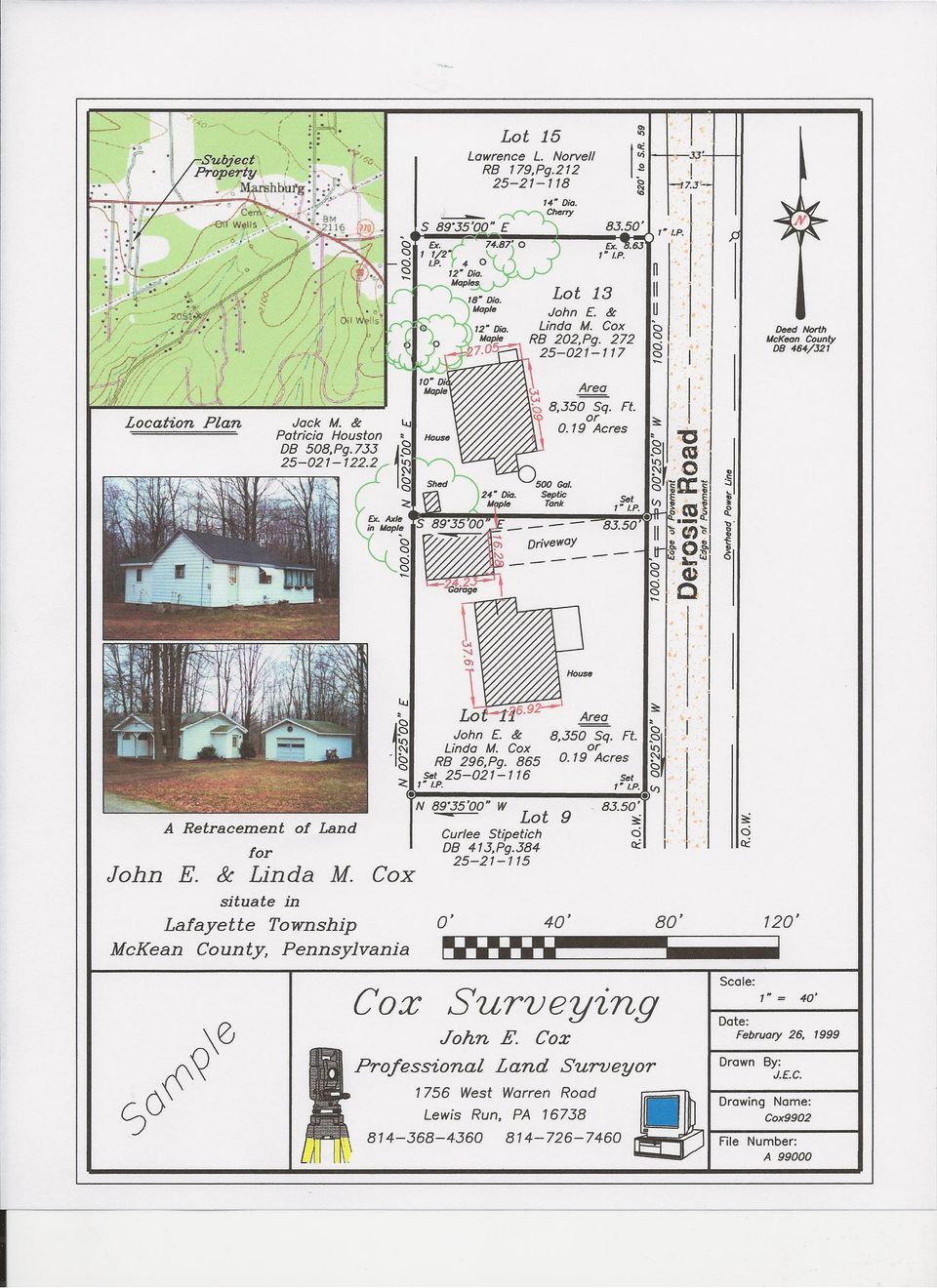 Final Survey Map - Cox Surveying in Lewis Run, PA.