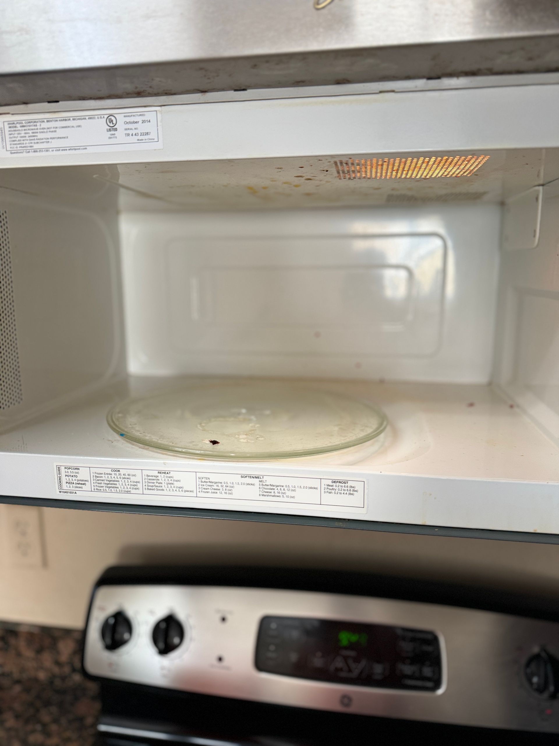 A microwave oven is sitting on top of a stove.