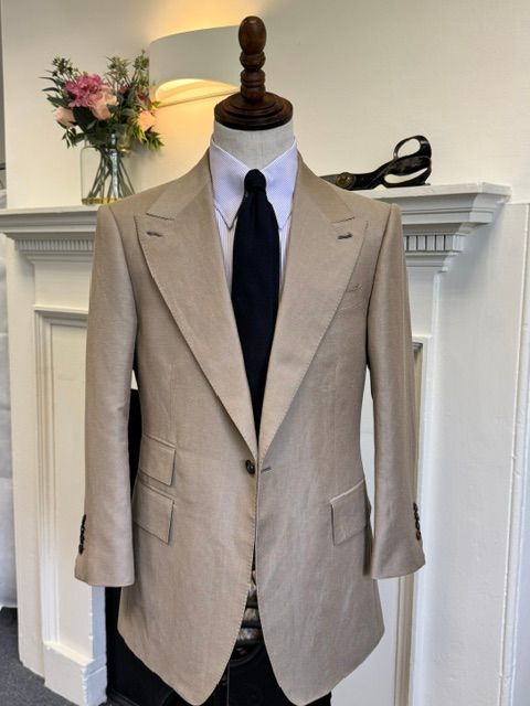 mens made-to-measure double breasted brown wool & cashmere jacket