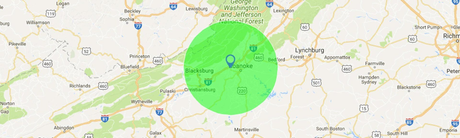 Service area on Roanoke, VA