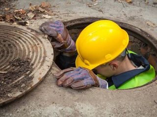 Construction Worker in Manhole — Septic Tanks in North Adams, MA