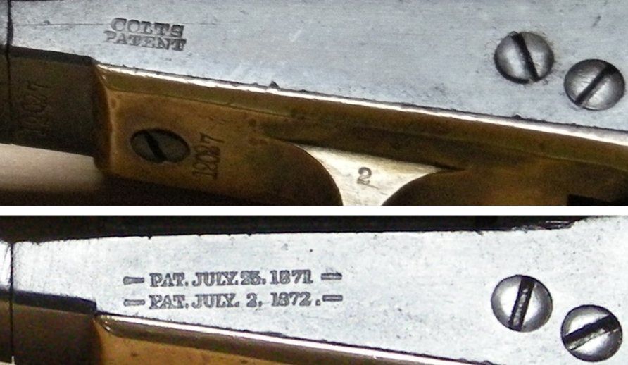 Close-up of a Colt revolver.