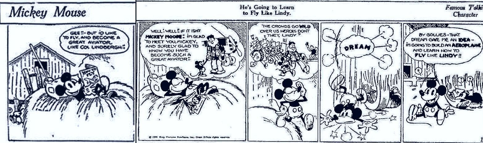 Mickey Mouse comic strip. Mickey dreaming of the barn and his friends.