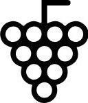 Black outline of a bunch of grapes with a stem and flag.