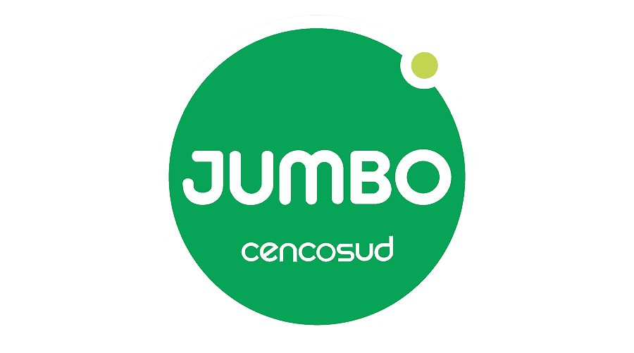 Círculo verde con texto blanco “JUMBO cencosud” y pequeño círculo amarillo en la parte superior.
