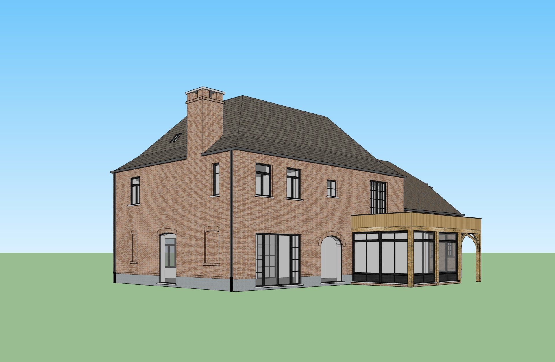 Architect nieuwbouw manoirstijl booischot - 3D - Architectengroep Janssens